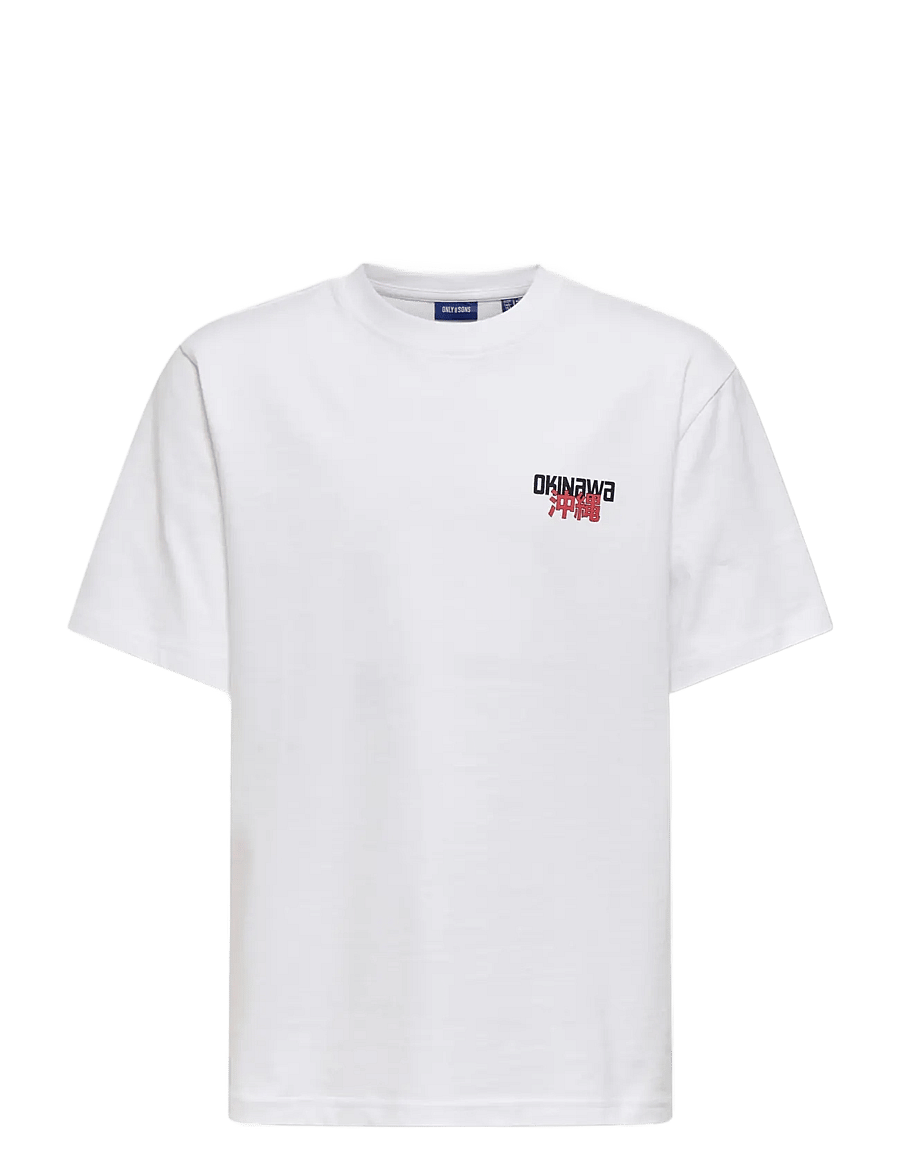 ONLY & SONS - OSJFRED PLANT LIFE RLX SS TEE - kurzärmelige - bright white - 0