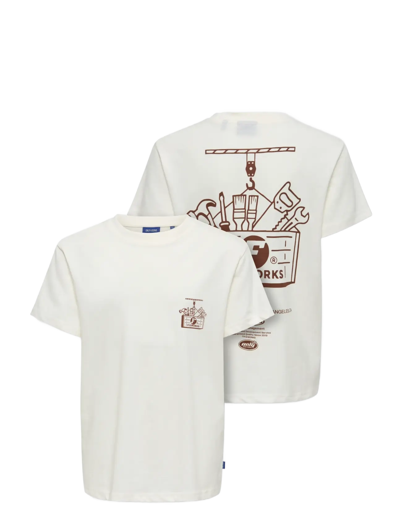 ONLY & SONS - OSJALFI FIX WORKS SS REG TEE - kurzärmelige - cloud dancer - 2