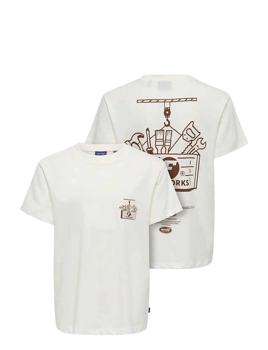 ONLY & SONS - OSJALFI FIX WORKS SS REG TEE - kurzärmelige - cloud dancer - 2