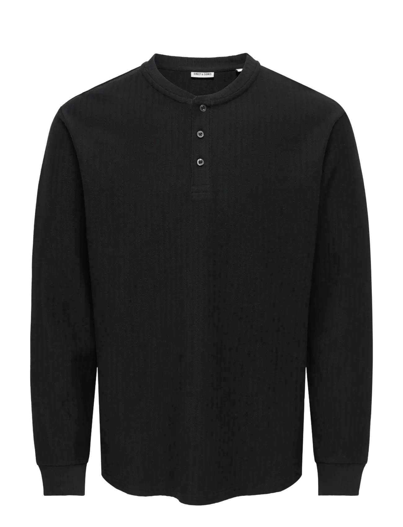 ONLY & SONS ONSEDDY HERRINGBONE LS  HENLEY TEE - ONLY & SONS - BLACK / black