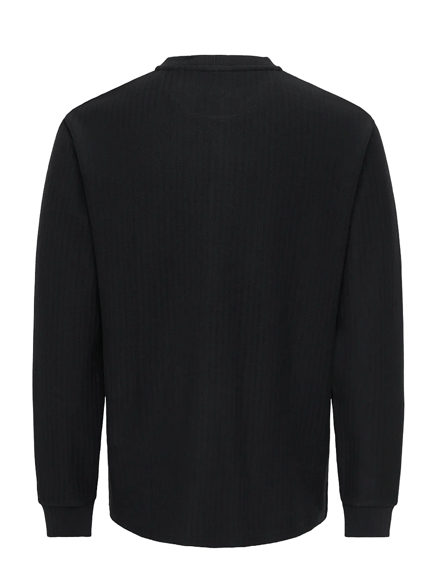 ONLY & SONS - ONSEDDY HERRINGBONE LS HENLEY TEE - black - 1