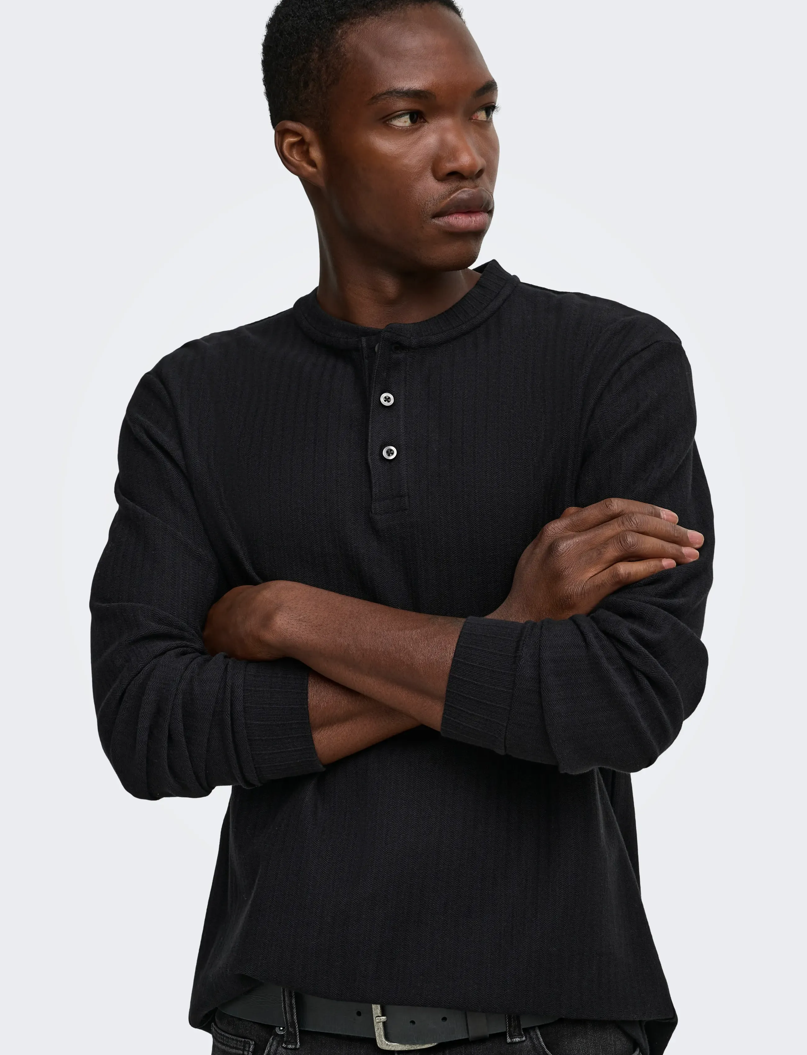 ONLY & SONS Onseddy Herringbone Ls Henley Tee t-shirts – bild 6