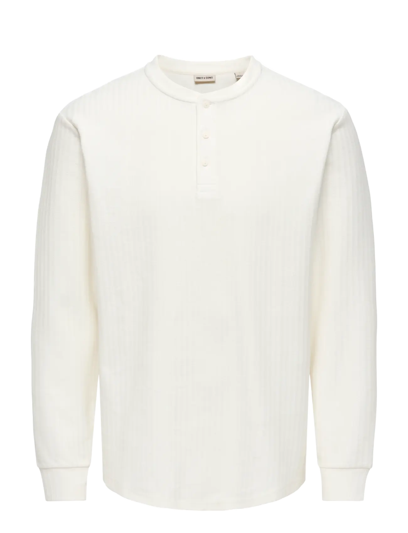 ONLY & SONS ONSEDDY HERRINGBONE LS  HENLEY TEE - ONLY & SONS - CLOUD DANCER / cream