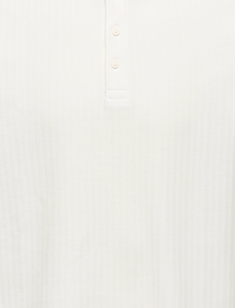 ONLY & SONS - ONSEDDY HERRINGBONE LS HENLEY TEE - cloud dancer - 2