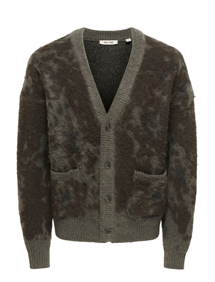 ONLY & SONS - ONSWILLIS LS DS JAQUARD CARDIGAN - strickjacken - beluga - 0