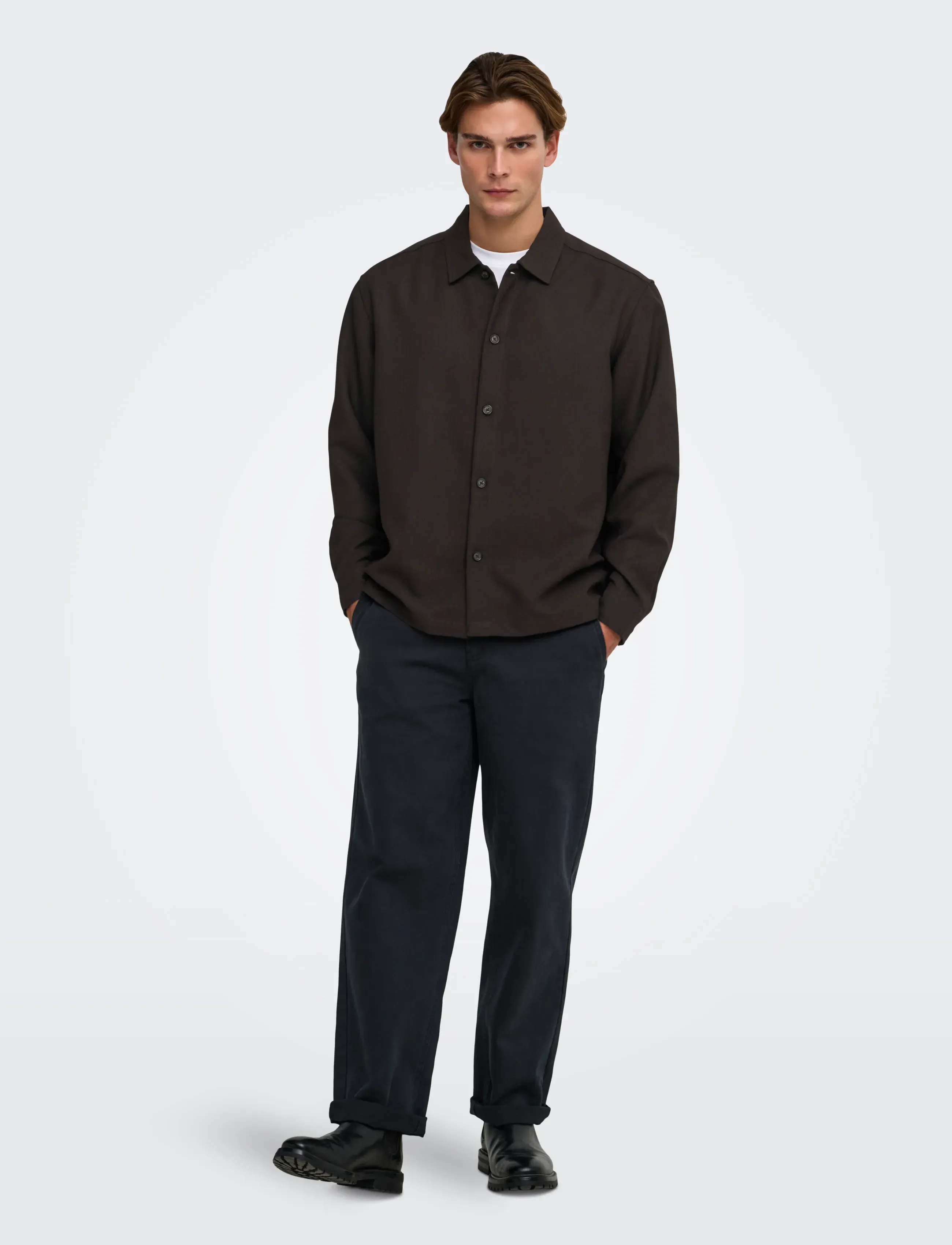 ONLY & SONS - ONSHANSI ARIO LS SHIRT RLX - casual shirts - coffee bean - 4
