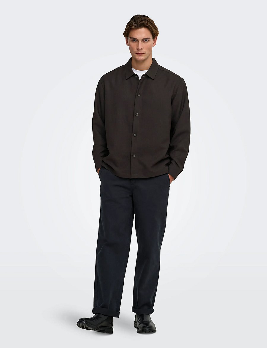 ONLY & SONS - ONSHANSI ARIO LS SHIRT RLX - casual shirts - coffee bean - 4