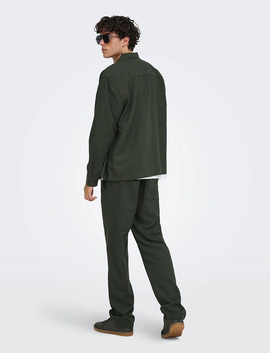ONLY & SONS - ONSHANSI ARIO LS SHIRT RLX - forest night - 3