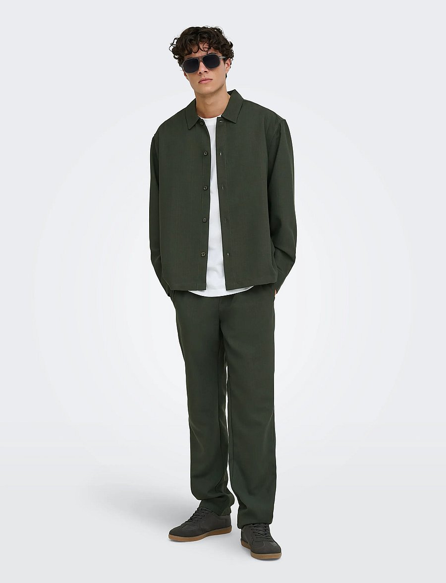 ONLY & SONS - ONSHANSI ARIO LS SHIRT RLX - forest night - 4