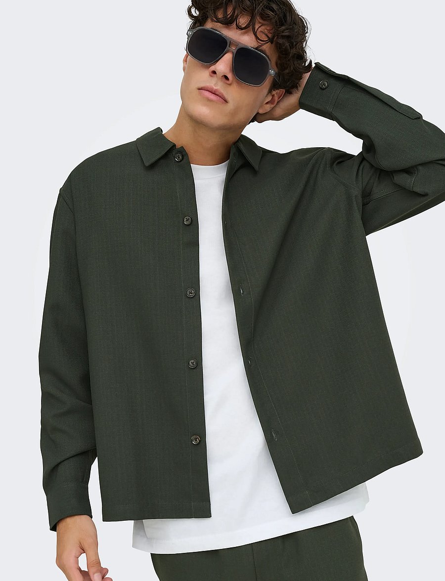 ONLY & SONS - ONSHANSI ARIO LS SHIRT RLX - forest night - 5