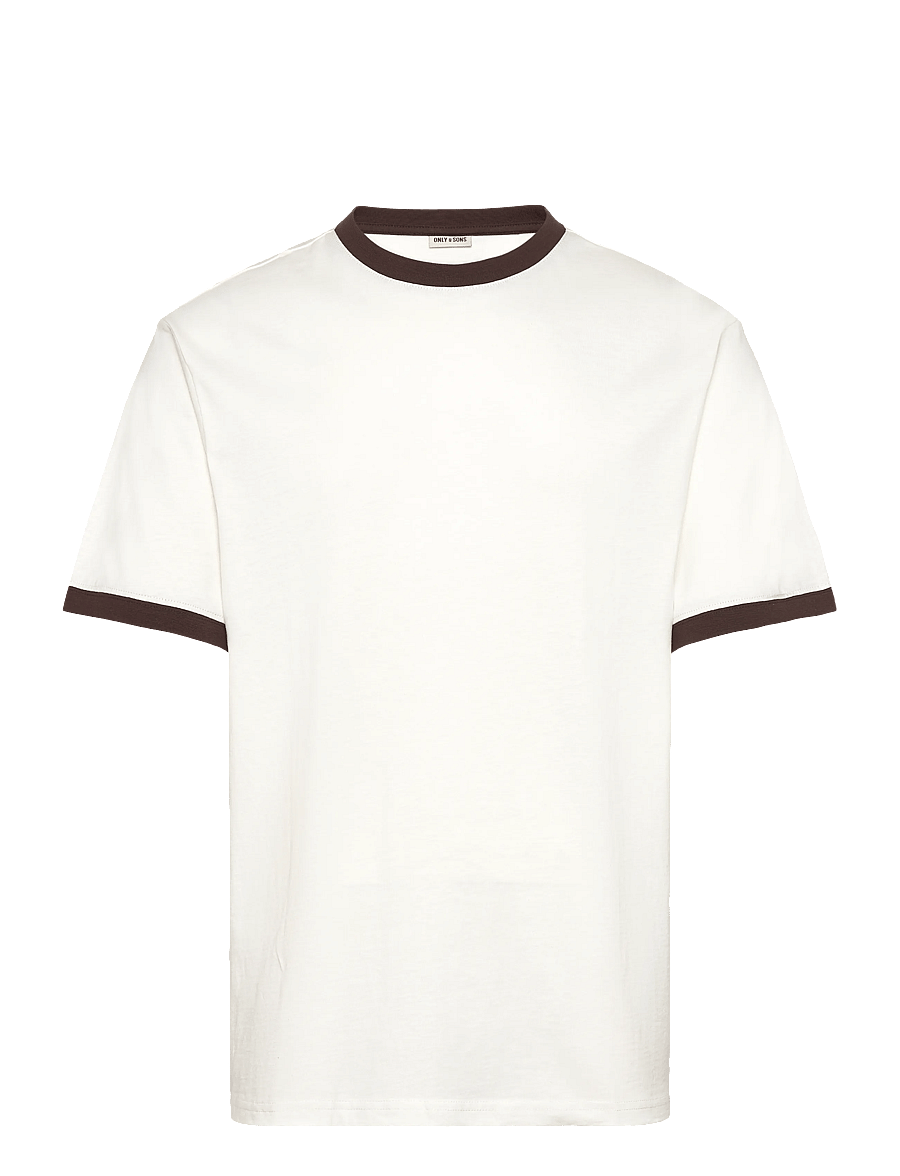 ONLY & SONS - ONSFRED LIFE RLX SS CONTRAST TEE - krótki rękaw - cloud dancer - 0