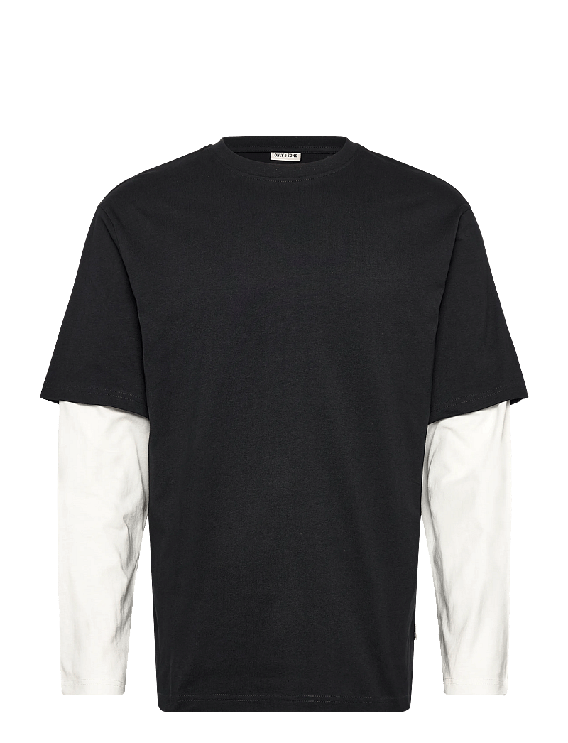 ONLY & SONS - ONSFRED LIFE RLX SS DOUBLE SLEEVE TEE - langærmede t-shirts - jet black - 0