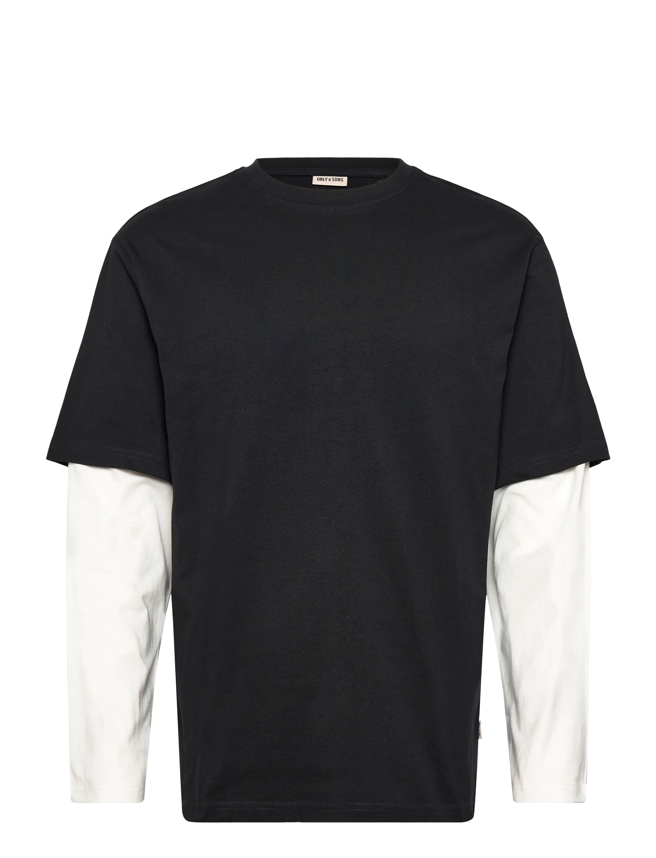 ONLY & SONS ONSFRED LIFE RLX SS DOUBLE SLEEVE TEE - 4 for 3 - JET BLACK / black