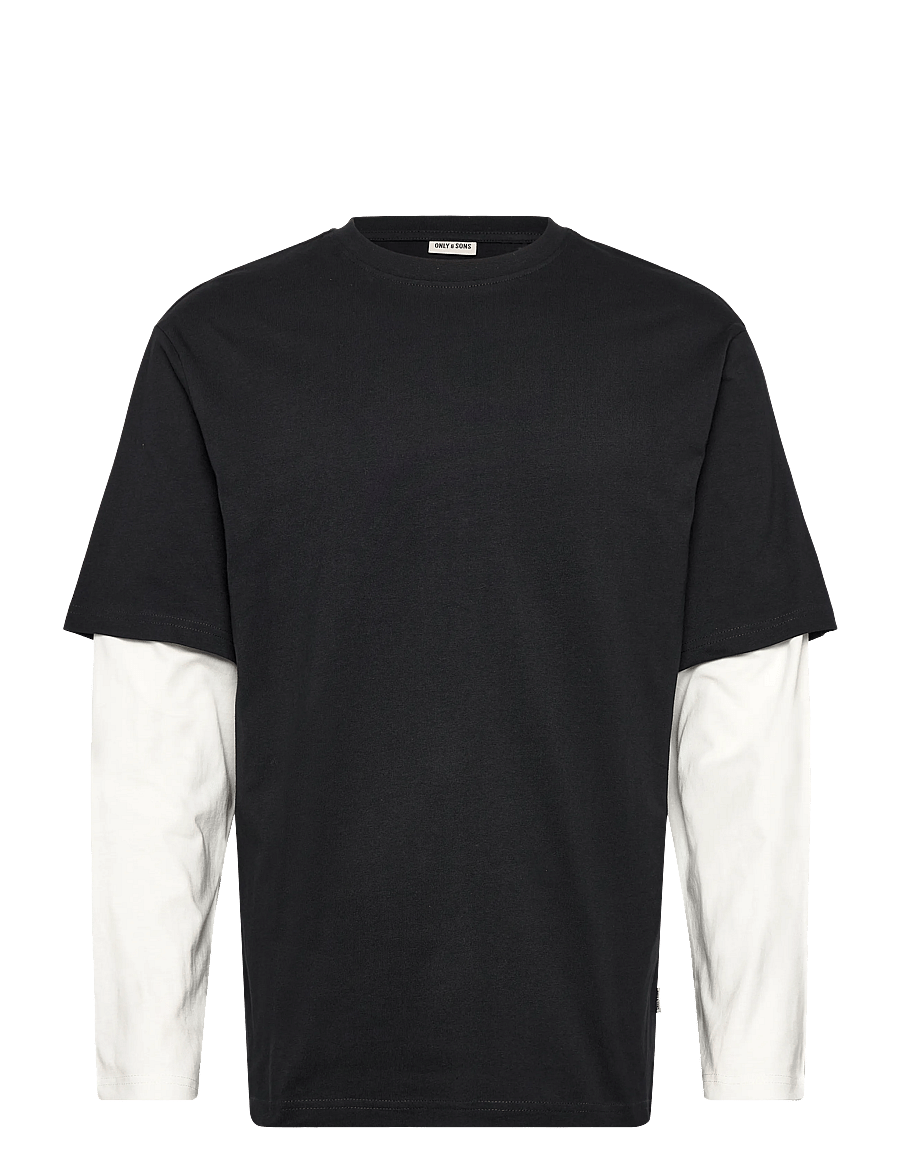 ONLY & SONS - ONSFRED LIFE RLX SS DOUBLE SLEEVE TEE - long-sleeved t-shirts - jet black - 0