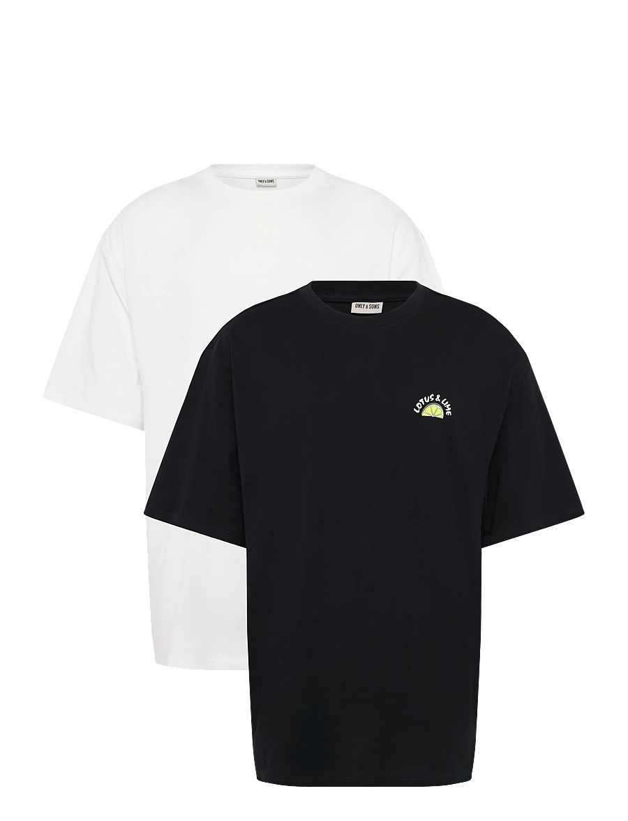 ONLY & SONS - ONSFRED LIFE RLX MIX TEE 2-PACK - kortärmade t-shirts - black - 0