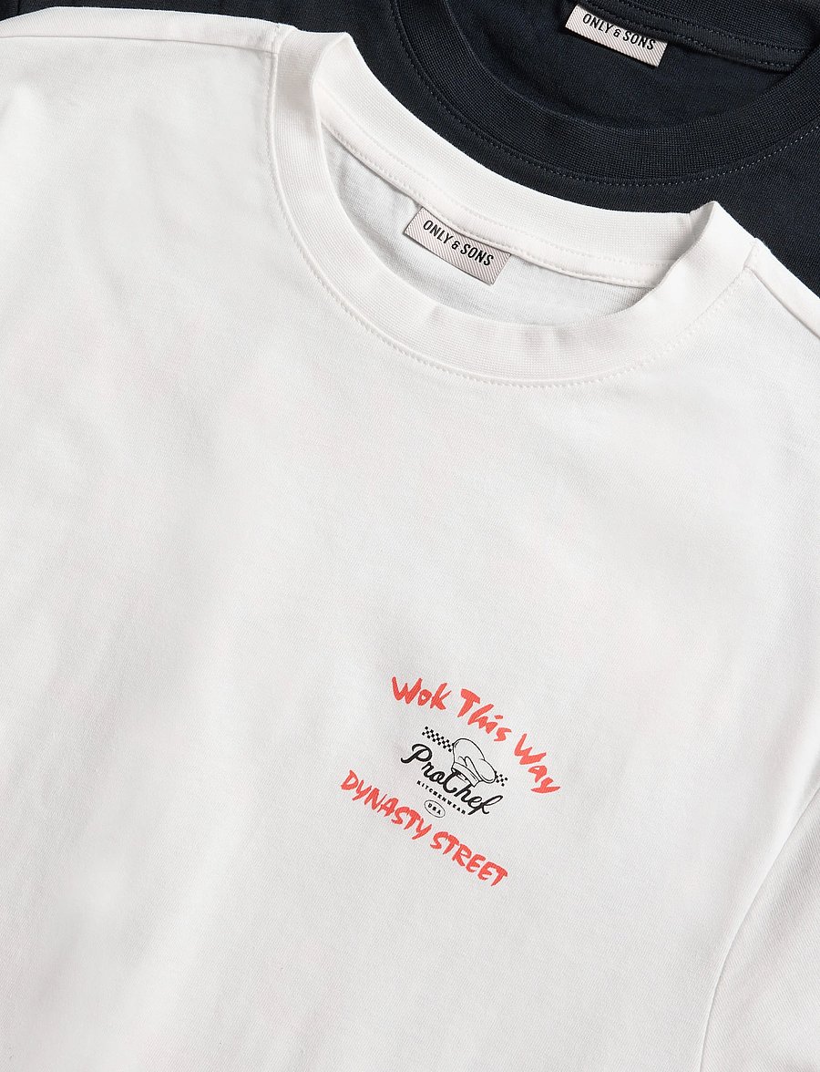 ONLY & SONS - ONSFRED LIFE RLX MIX TEE 2-PACK - cloud dancer - 2