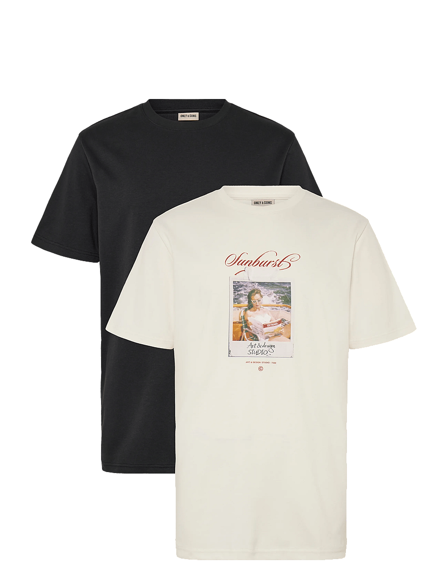 ONLY & SONS - ONSCASPIAN AIRFLEX SS REG MIX TEE 2-PACK - kurzärmelig - cloud dancer - 0
