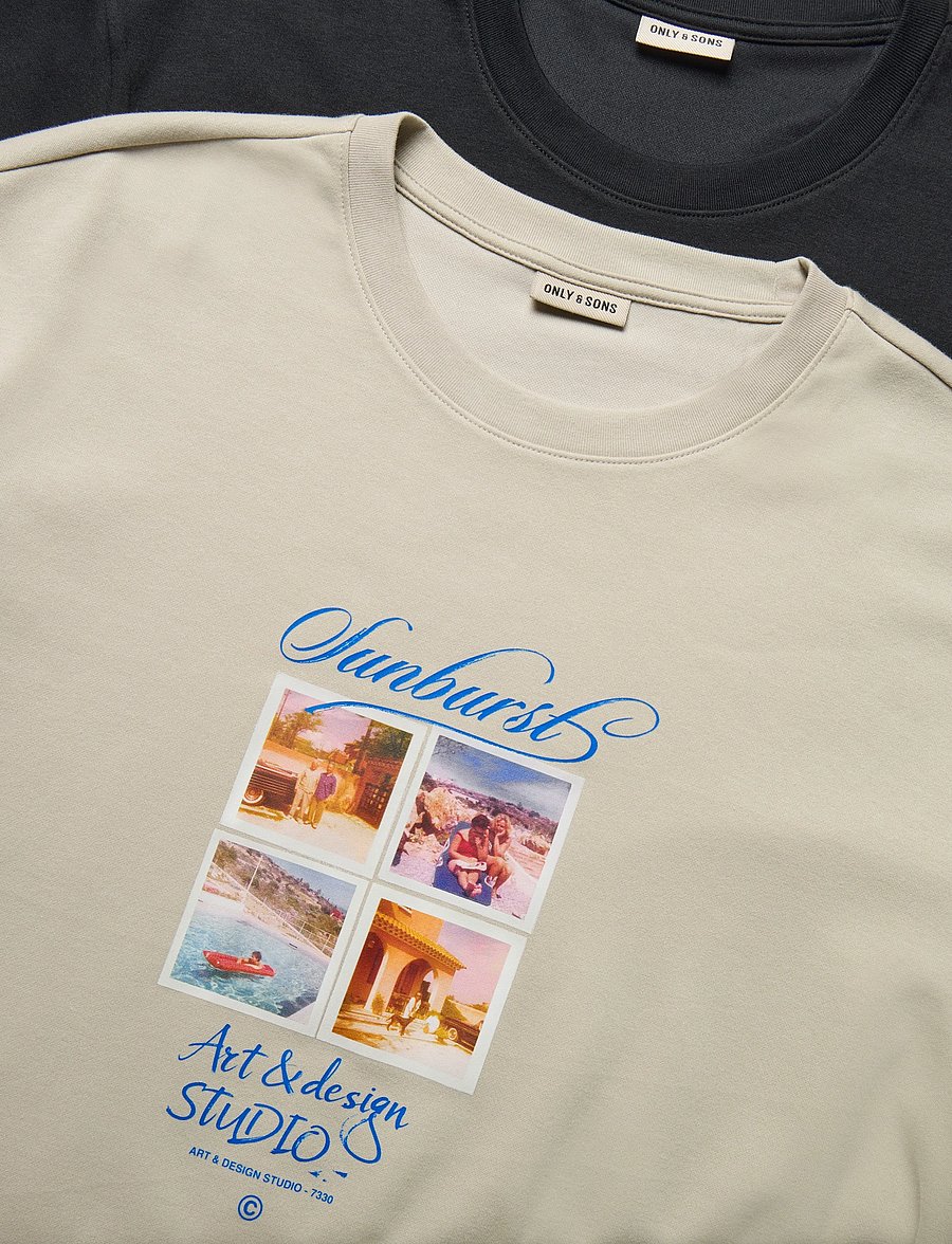 ONLY & SONS - ONSCASPIAN AIRFLEX SS REG MIX TEE 2-PACK - short-sleeved t-shirts - silver lining - 2