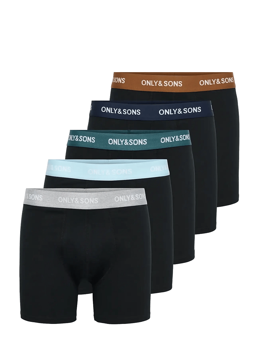 ONLY & SONS - ONSRIBER BOXER 5PACK - boxershorts - black - 0