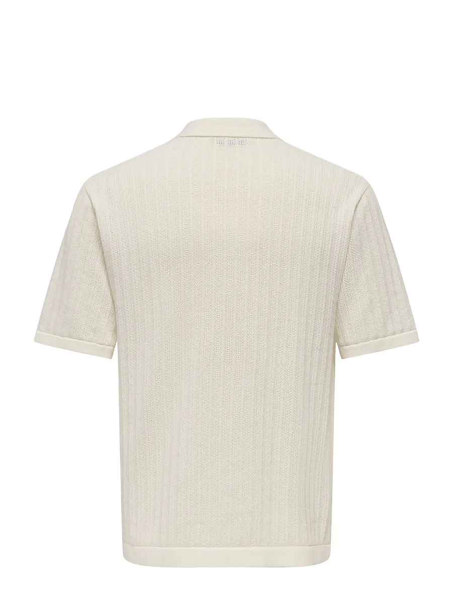ONLY & SONS - ONSMOON SS STRUCTURE SHIRT NOOS - gestrickte polohemden - egret - 1