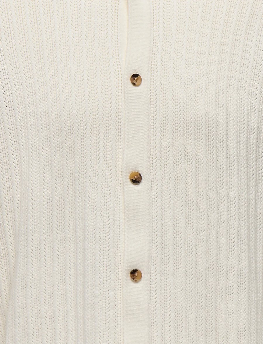 ONLY & SONS - ONSMOON SS STRUCTURE SHIRT NOOS - gestrickte polohemden - egret - 2