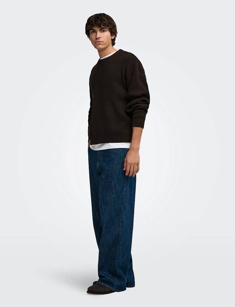 ONLY & SONS - ONSARLOK L/S CREW KNIT - rund hals - coffee bean - 4