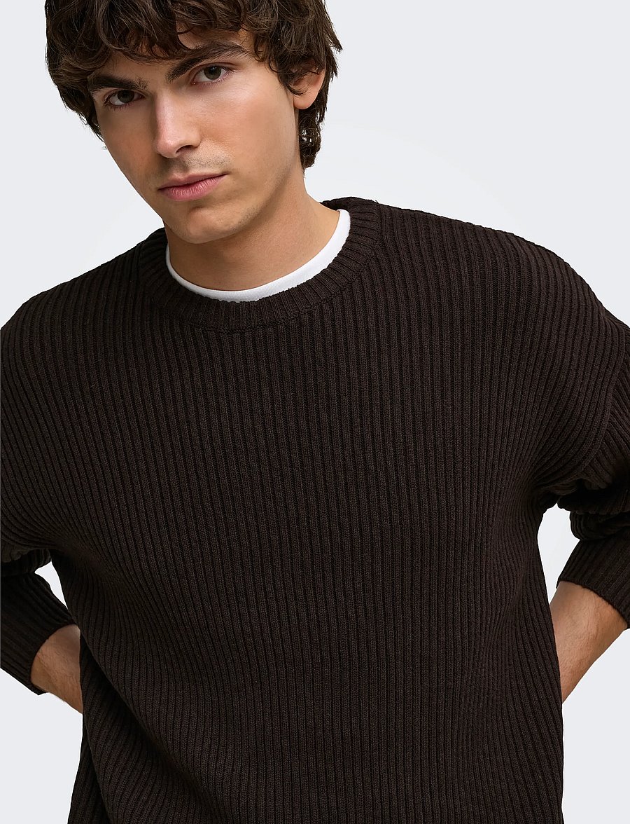 ONLY & SONS - ONSARLOK L/S CREW KNIT - rund hals - coffee bean - 5
