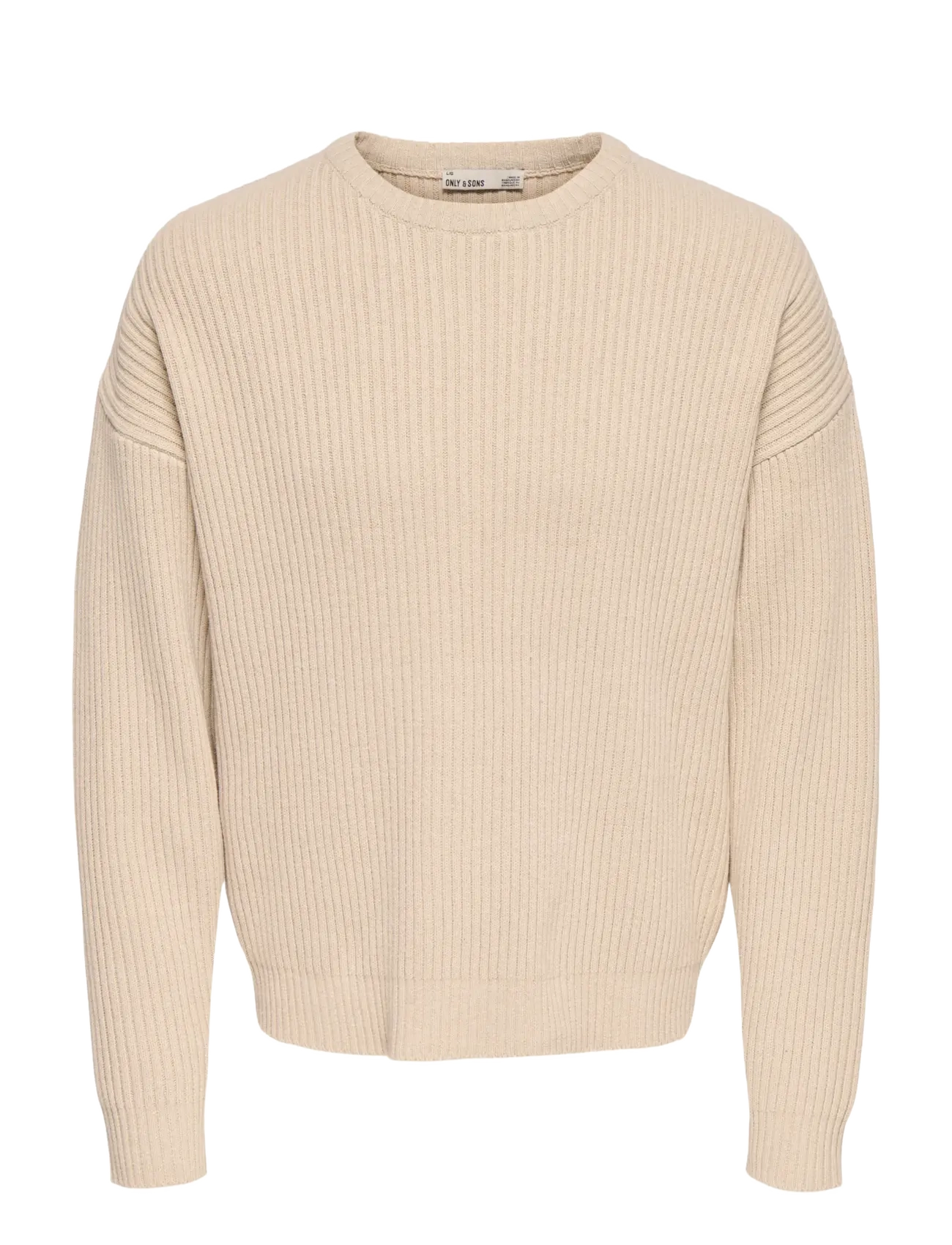 ONLY & SONS - ONSARLOK L/S CREW KNIT - round necks - oatmeal - 1