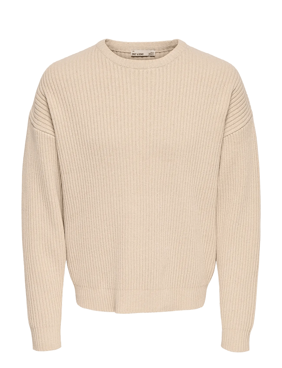 ONLY & SONS - ONSARLOK L/S CREW KNIT - round necks - oatmeal - 1