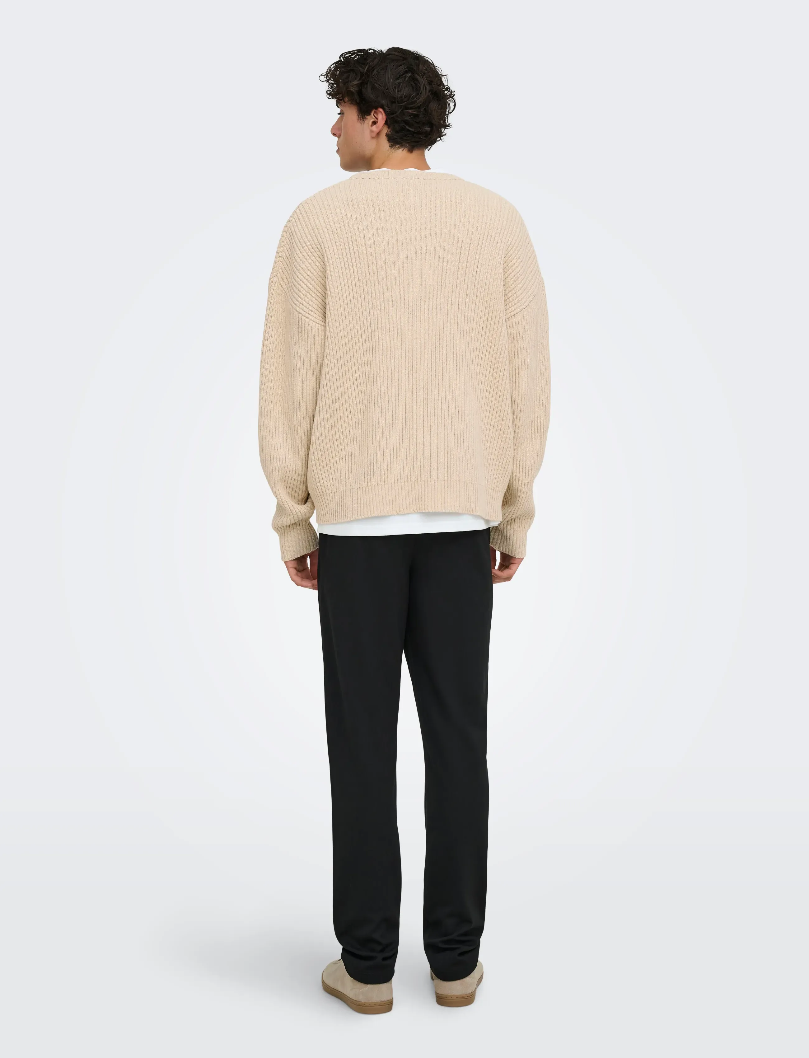 ONLY & SONS - ONSARLOK L/S CREW KNIT - round necks - oatmeal - 3