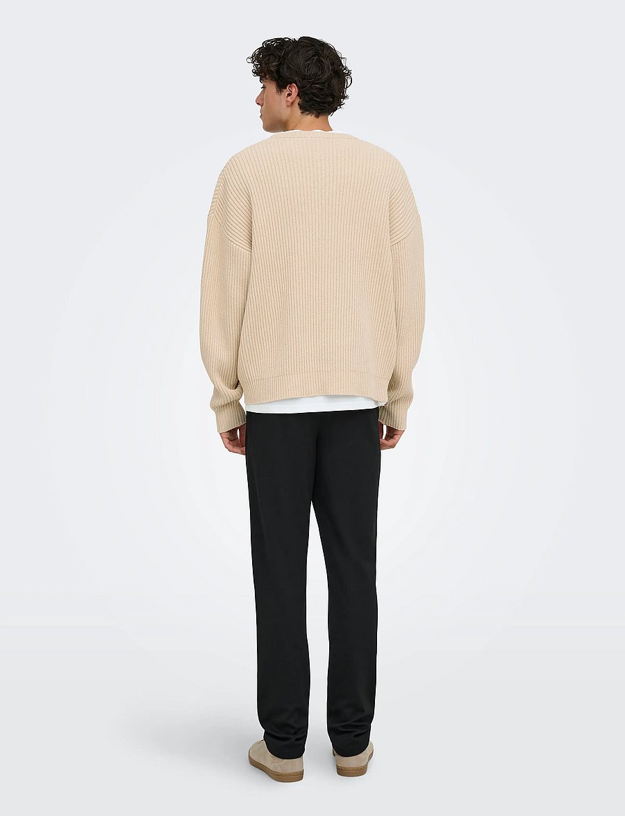 ONLY & SONS - ONSARLOK L/S CREW KNIT - round necks - oatmeal - 3