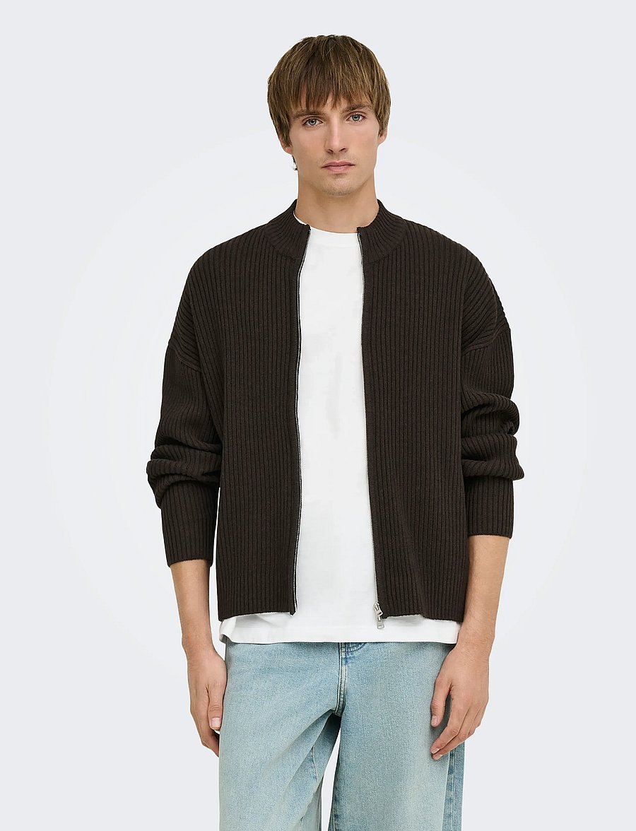 ONLY & SONS - ONSARLOK L/S CARDIGAN KNIT - koftor - coffee bean - 0