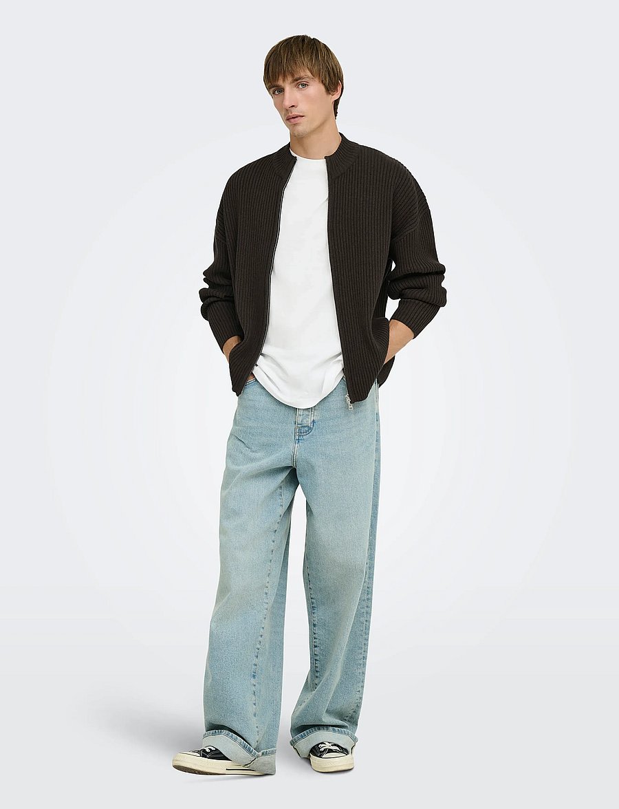 ONLY & SONS - ONSARLOK L/S CARDIGAN KNIT - koftor - coffee bean - 4