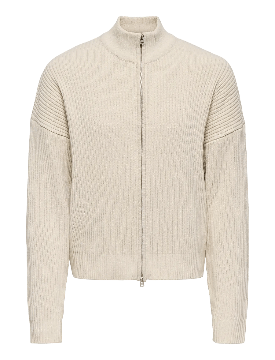 ONLY & SONS - ONSARLOK L/S CARDIGAN KNIT - cardigans - oatmeal - 0