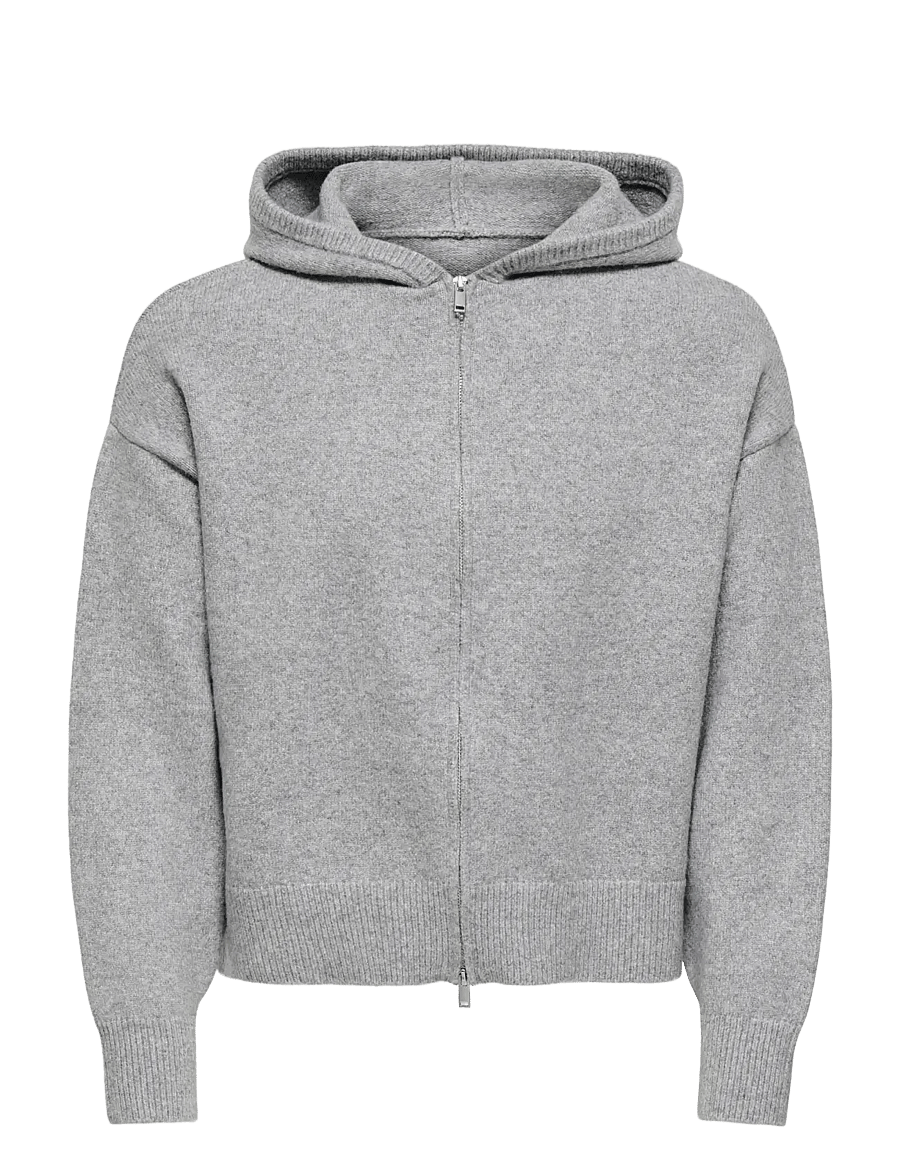ONLY & SONS - ONSHANOI OVZ LS ZIP CARDIGAN KNIT - cardigans - medium grey melange - 0