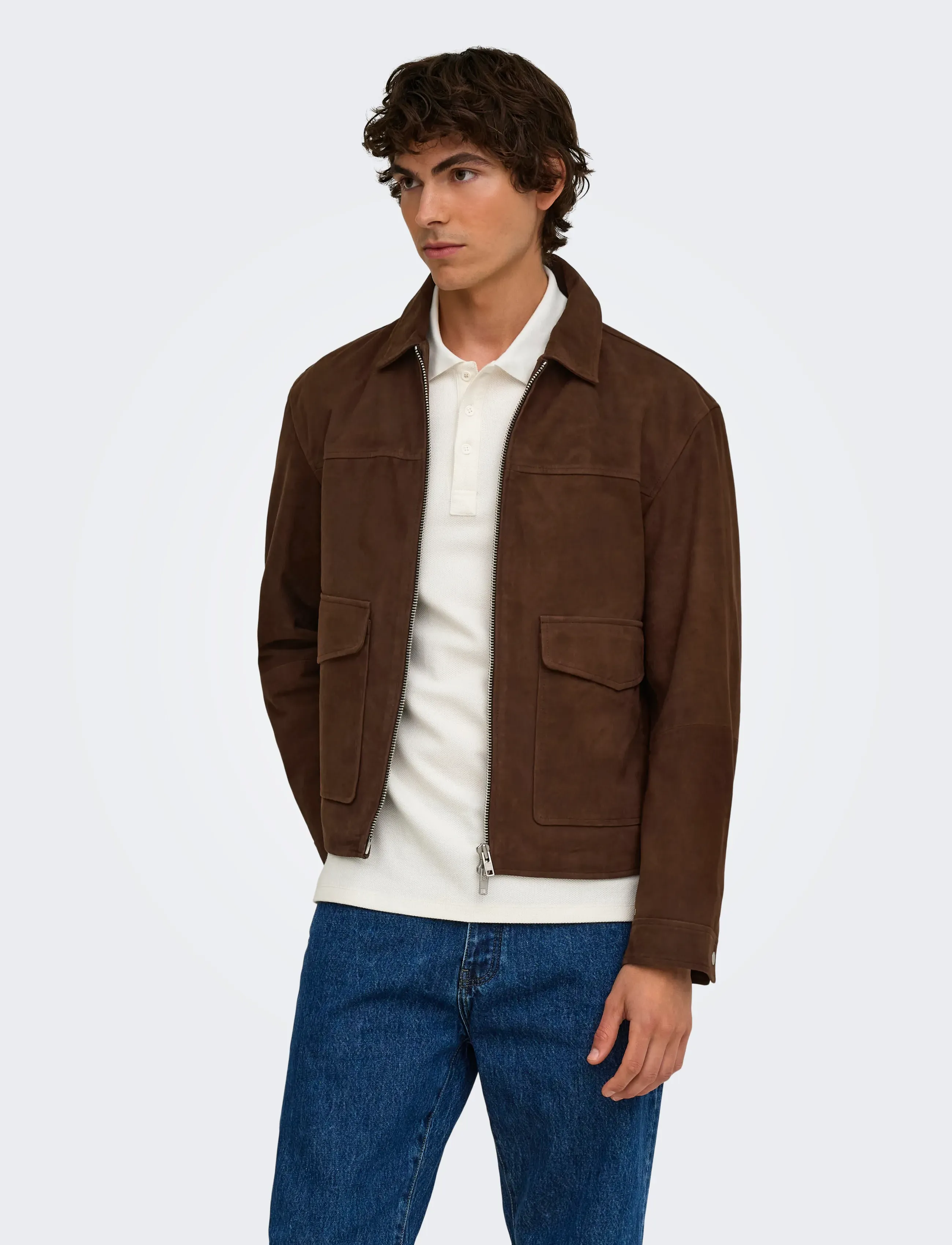 ONLY & SONS ONSNIKOLAJ SUEDE JACKET OTW - Leather Jackets - COFFEE BEAN / brown