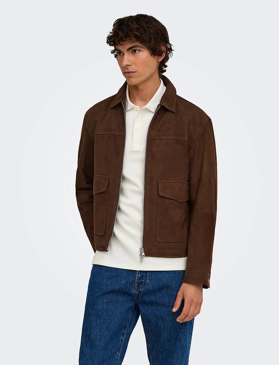 ONLY & SONS - ONSNIKOLAJ SUEDE JACKET OTW - fall jackets - coffee bean - 0