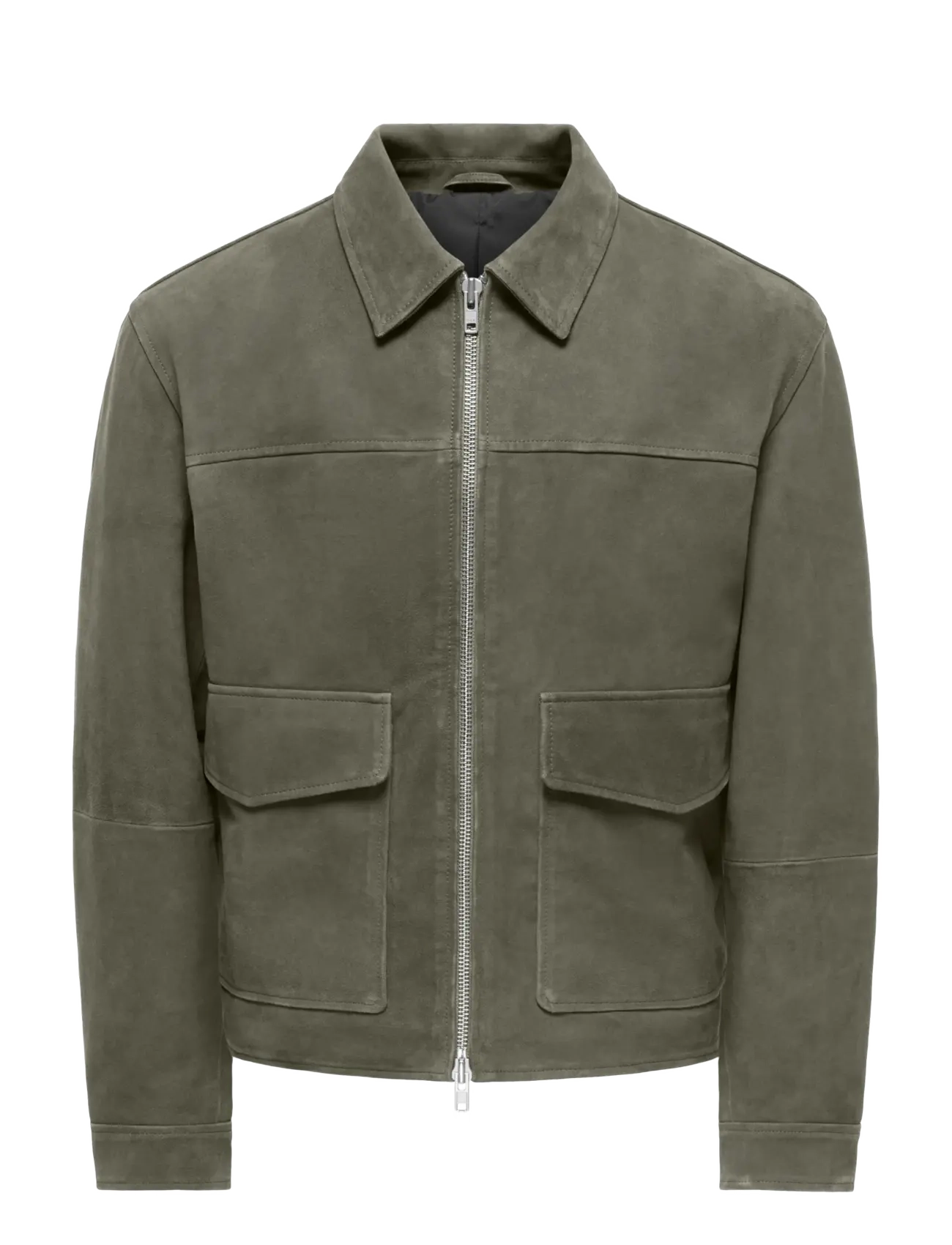 ONLY & SONS Onsnikolaj Suede Jacket Otw, L, Khaki green, Jakker > Læder, Herre