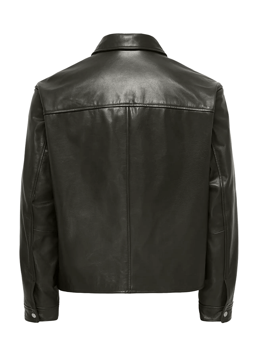 ONLY & SONS - ONSNIKO LEATHER JACKET OTW - beluga - 1