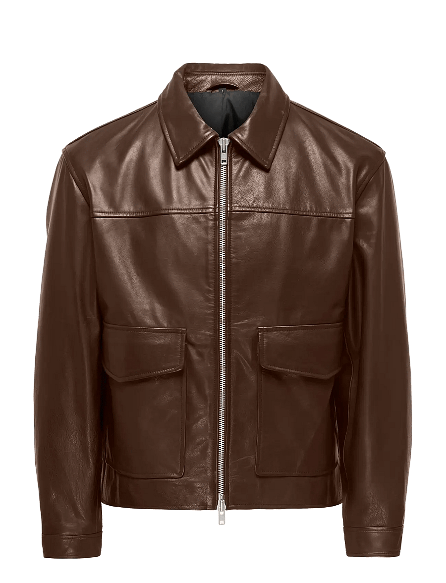 ONLY & SONS - ONSNIKO LEATHER JACKET OTW - vårjackor - coffee bean - 0