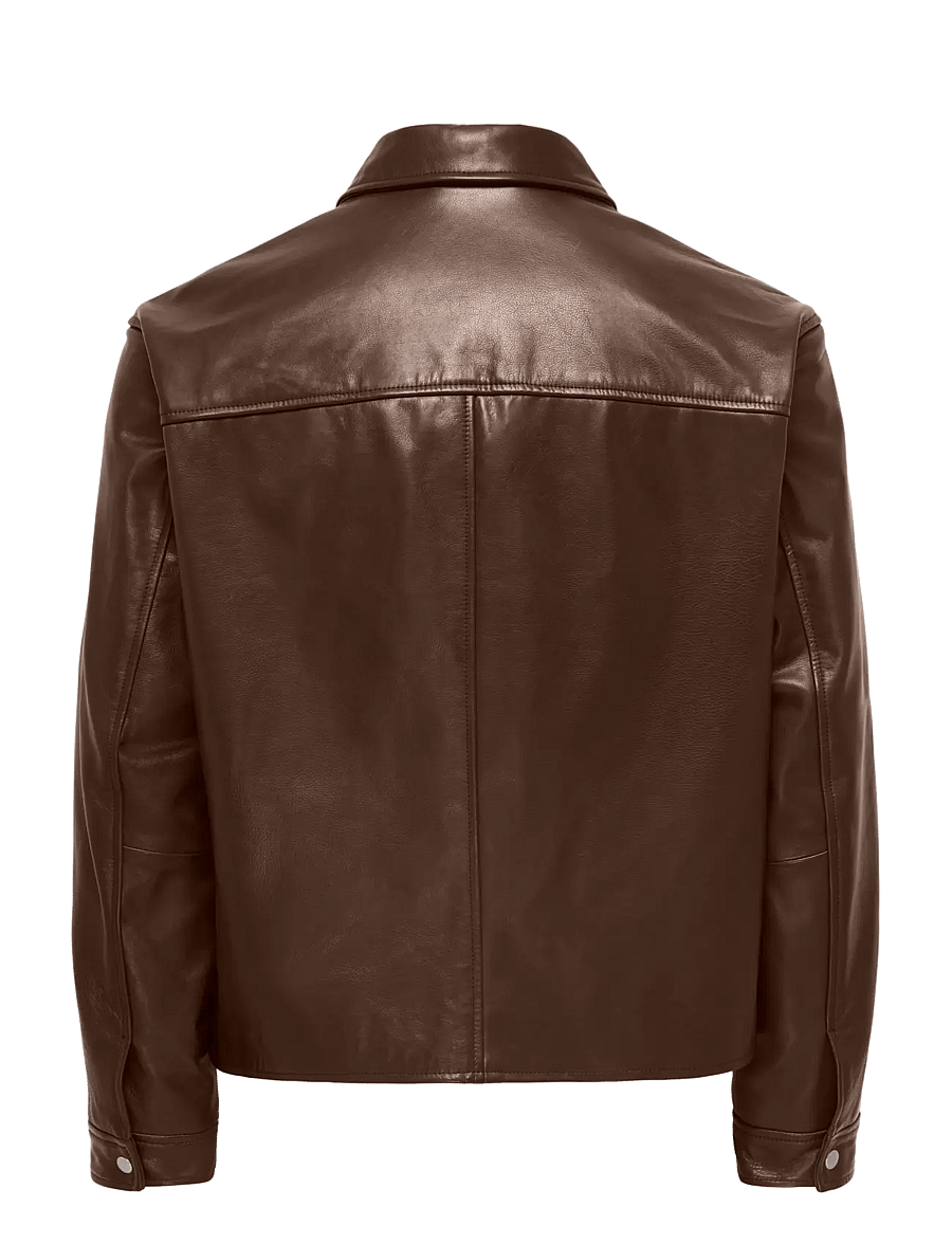 ONLY & SONS - ONSNIKO LEATHER JACKET OTW - vårjackor - coffee bean - 1