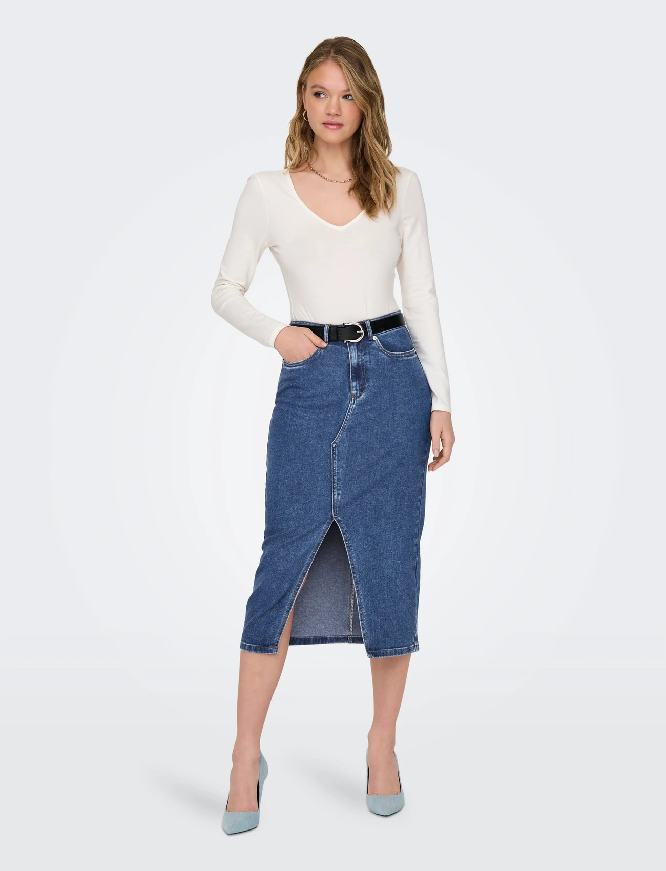 ONLY Onlsiri Front Slit Skirt Dnm kjolar dam – bild 7