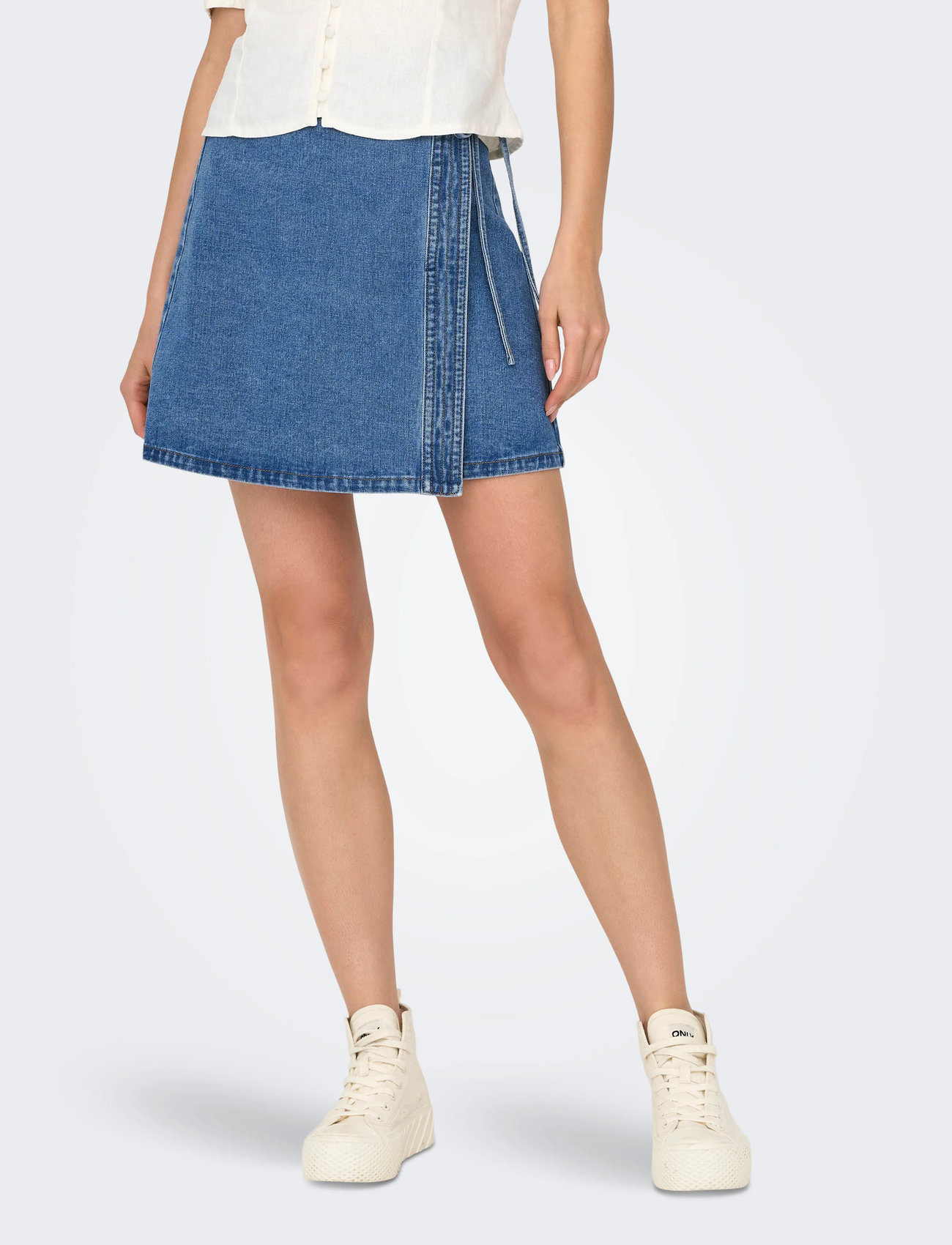ONLY Onlvilla Wrap Tie Skirt Dnm Gua - Blue - XS