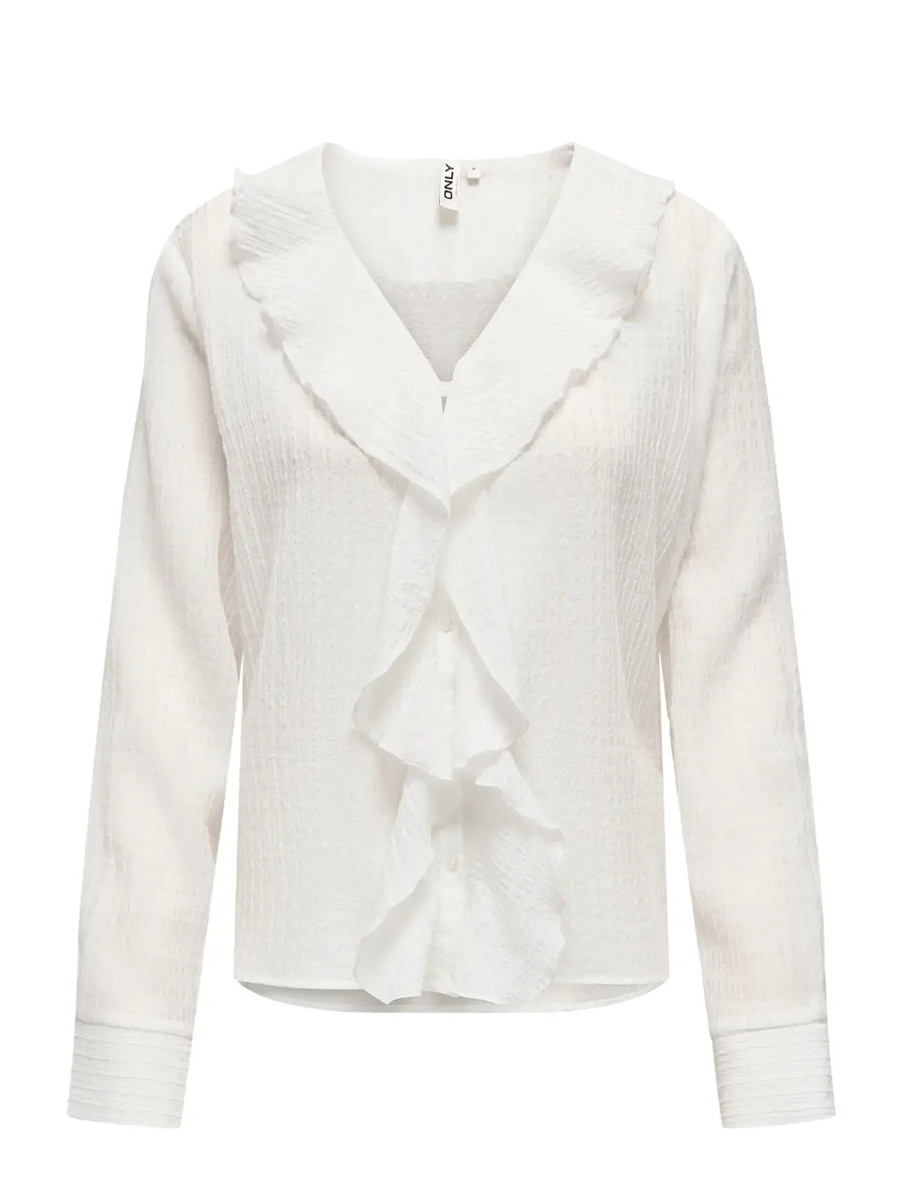 ONLY Onlisa Ls V-Neck Frill Top Wvvn - White - XS