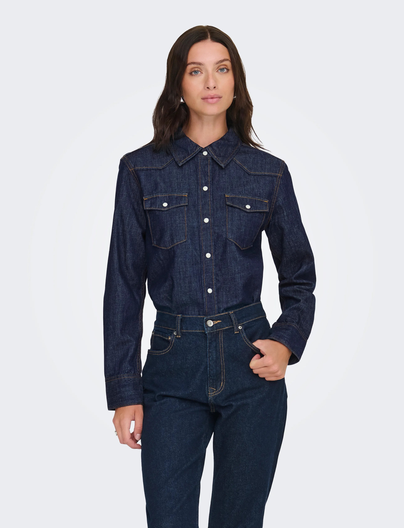 ONLY Onlcharlize Ls Dnm Shirt Akm Noos - Navy - XS