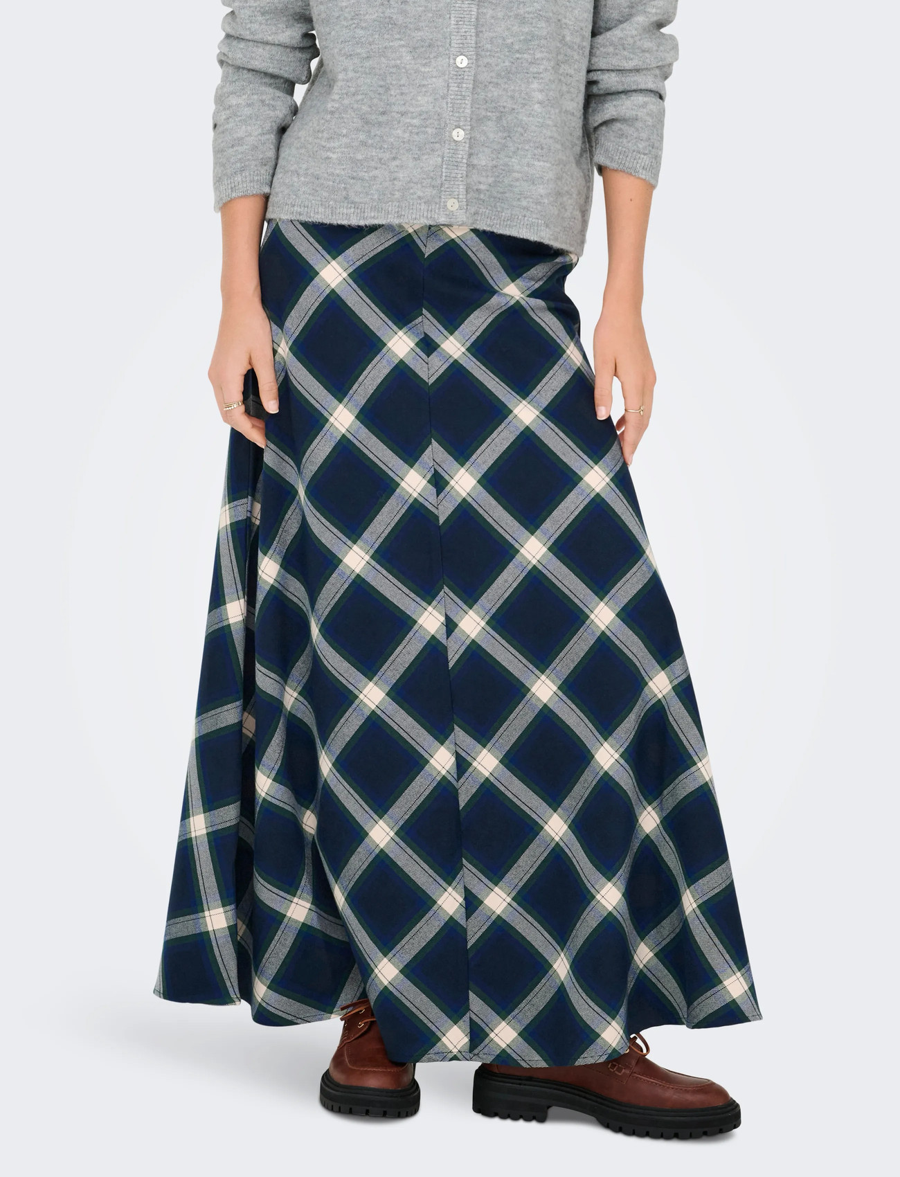ONLY Onlwren Check Long Skirt Wvn - Navy - S