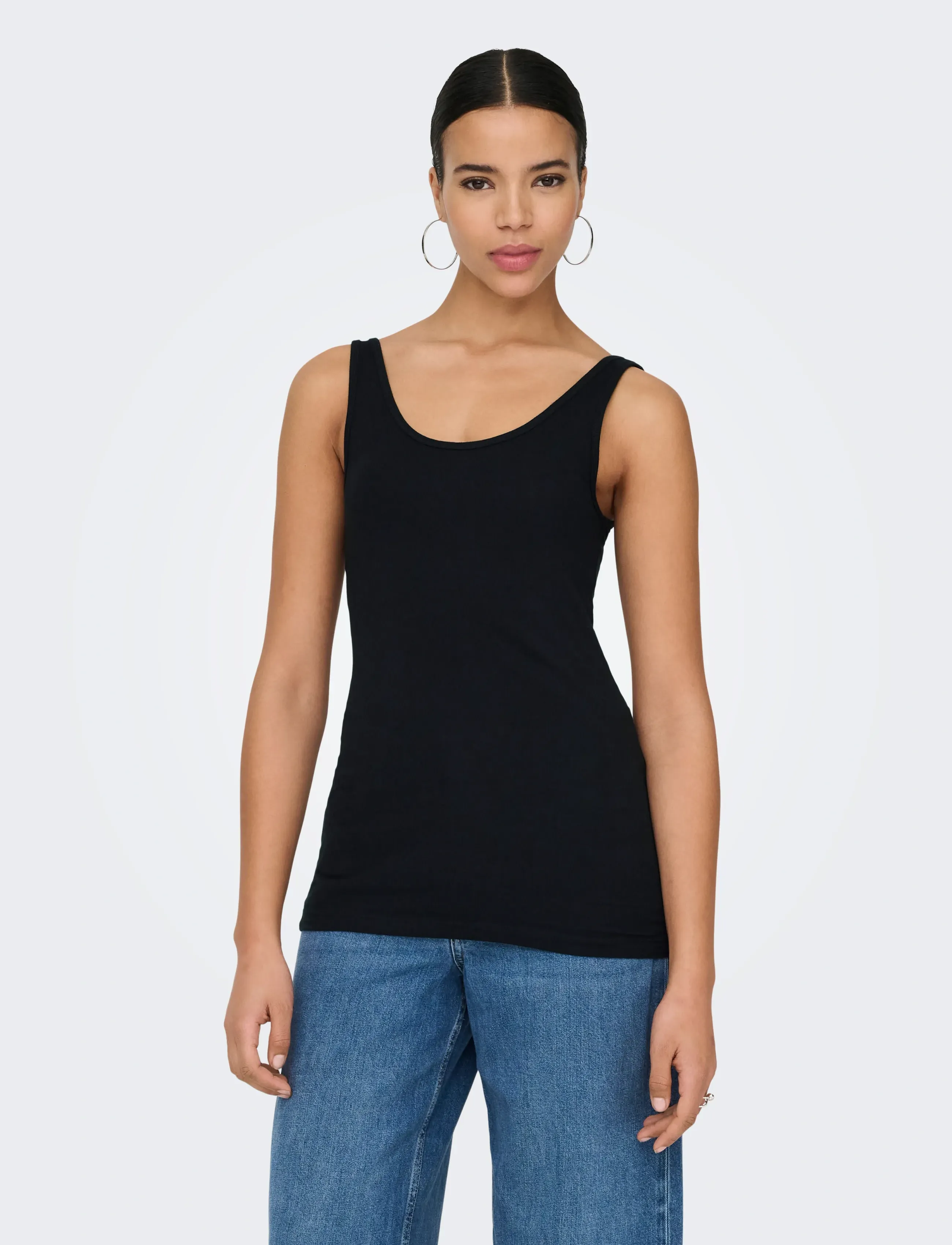 ONLY ONLLIVE LOVE S/L TANK TOP NOOS - T-skjorter & Topper - BLACK / black