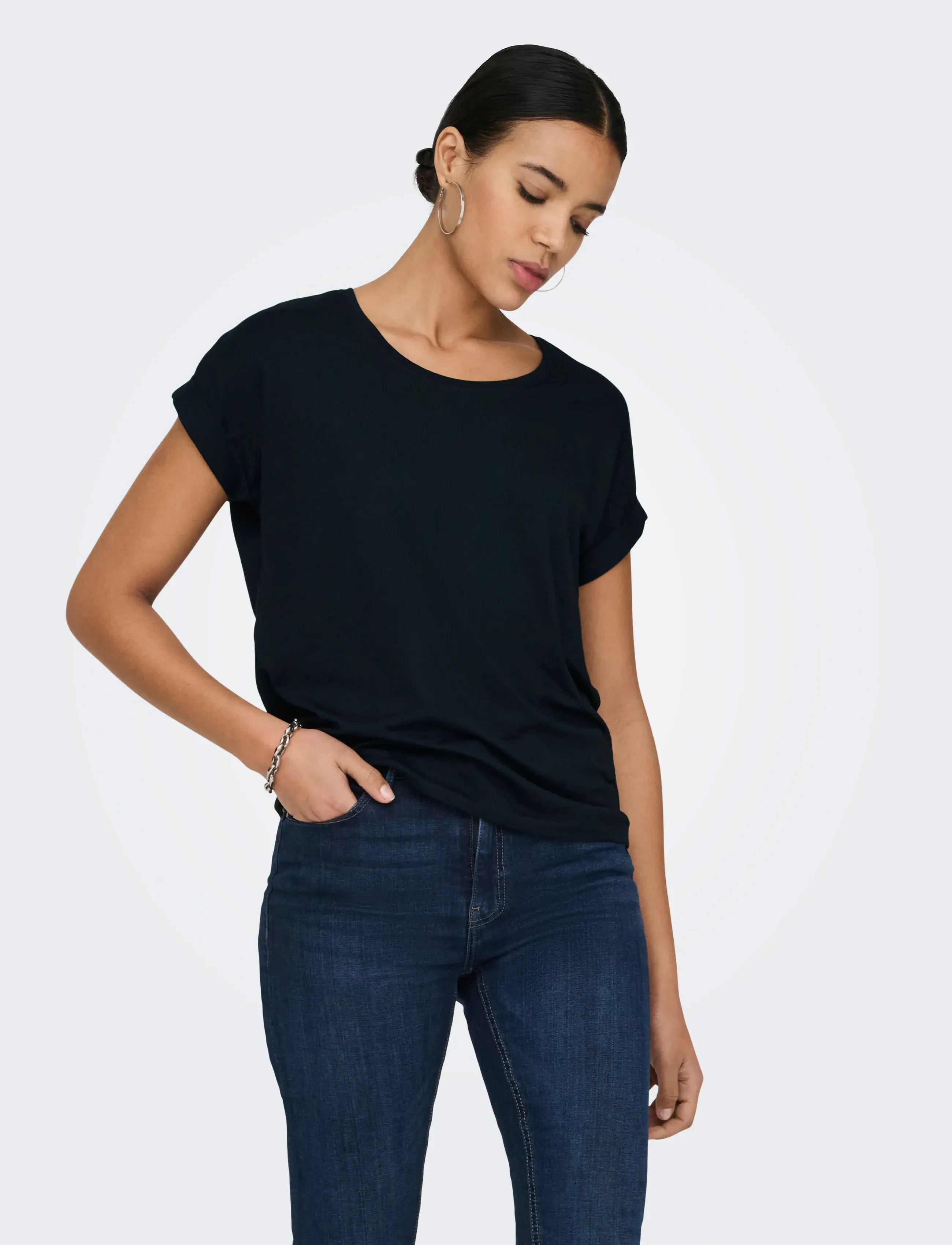 ONLY ONLMOSTER S/S O-NECK TOP NOOS JRS - T-shirts & Toppar - BLACK / black
