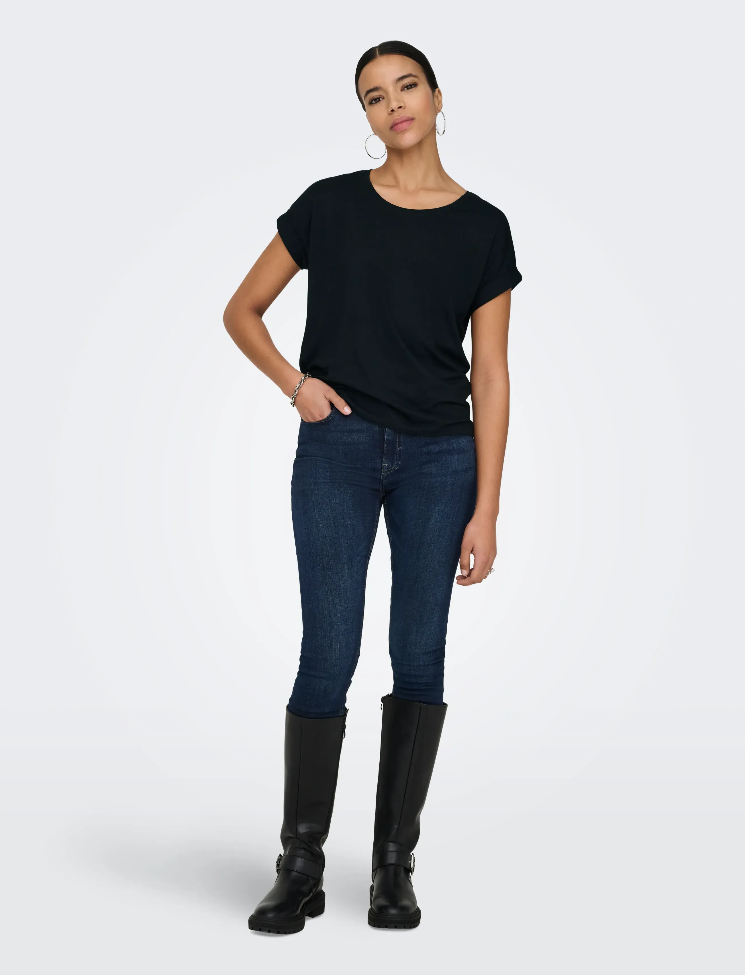 ONLY - ONLMOSTER S/S O-NECK TOP NOOS JRS - t-shirts - black - 4