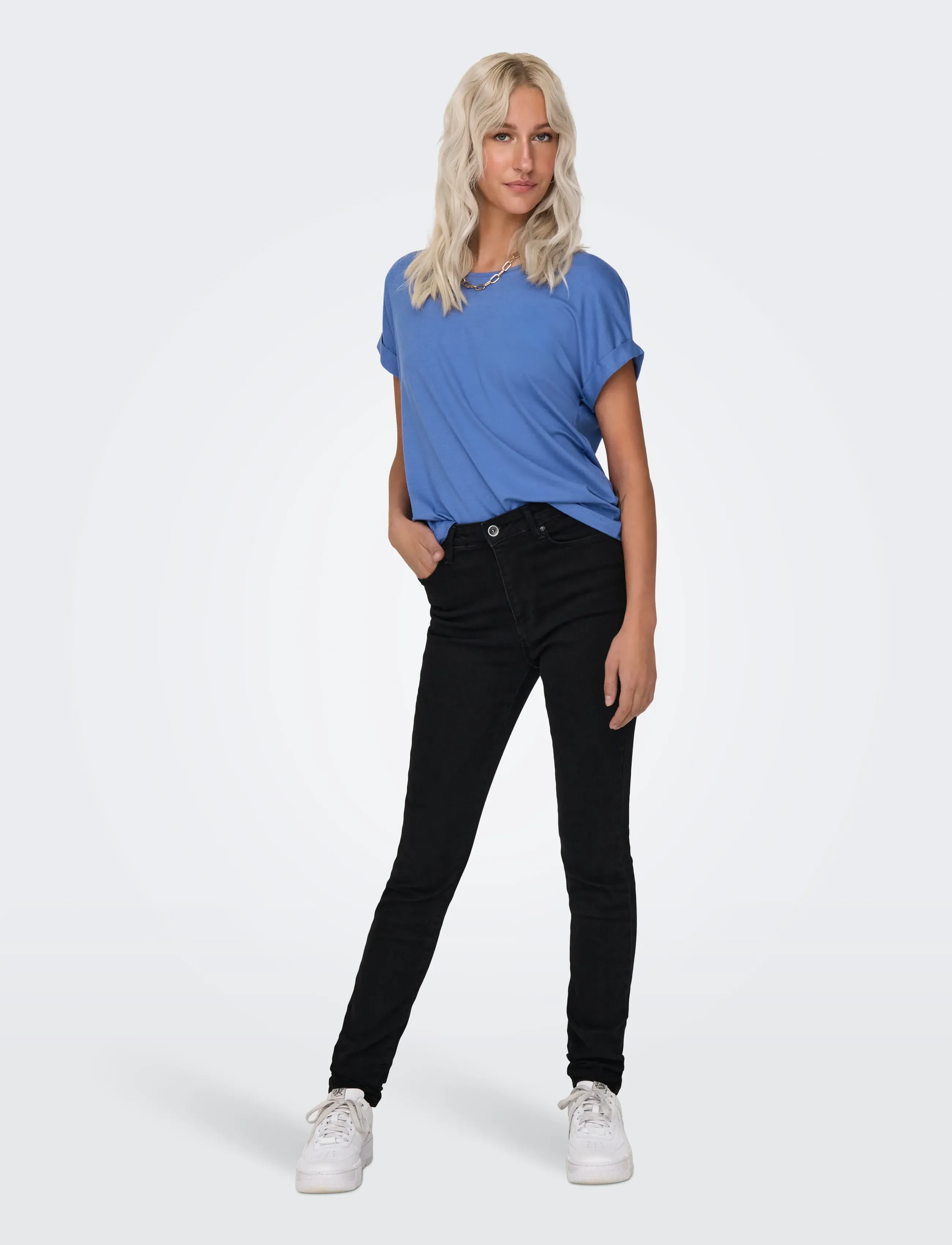ONLY - ONLMOSTER S/S O-NECK TOP NOOS JRS - t-shirts - blue yonder - 4